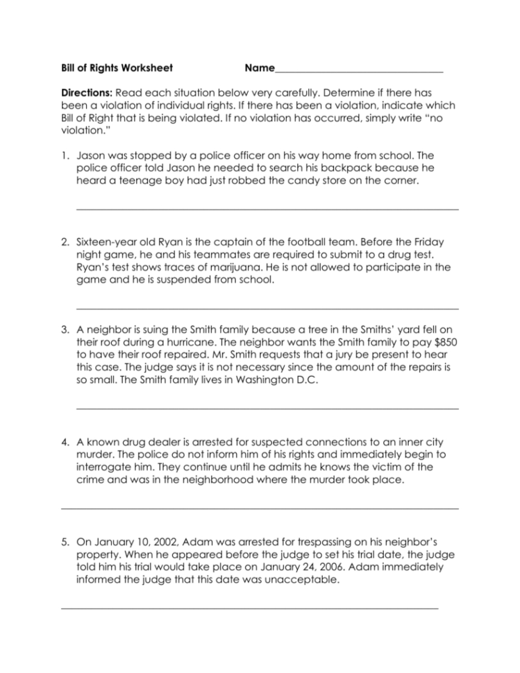The Bill Of Rights Scenarios  Community Unit School