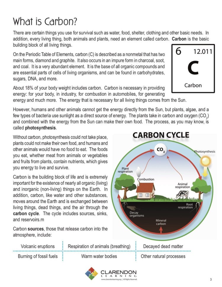 The Carbon Cycle Lesson Plan  Clarendon Learning