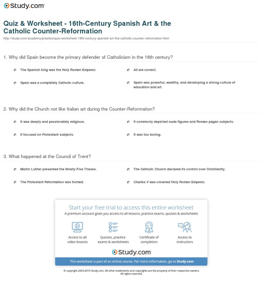 The Counter Reformation Worksheet Answers Multiplication