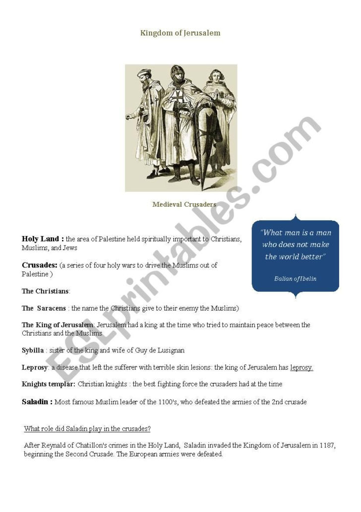 The Crusades Worksheet