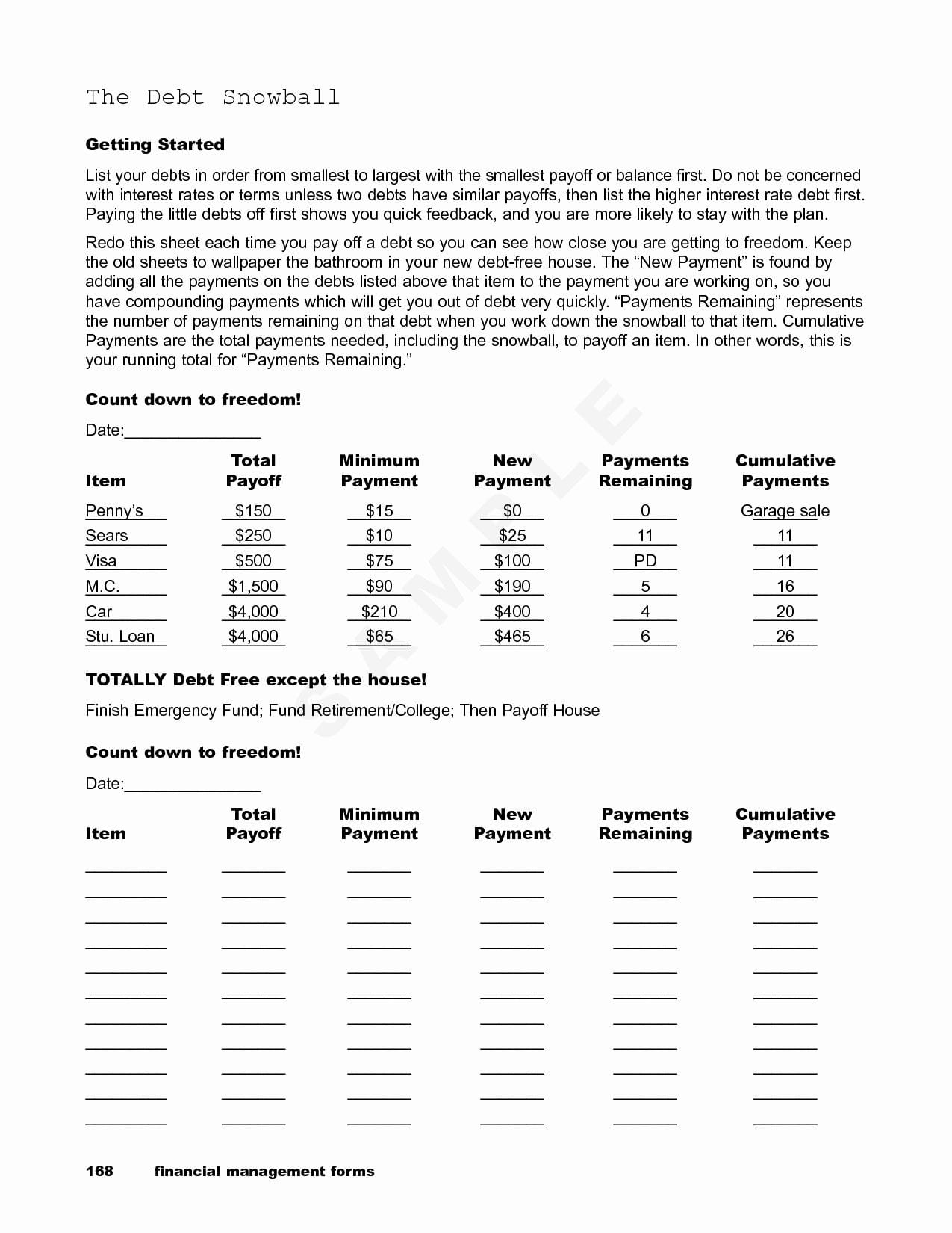 The Debt Snowball Worksheet Answers