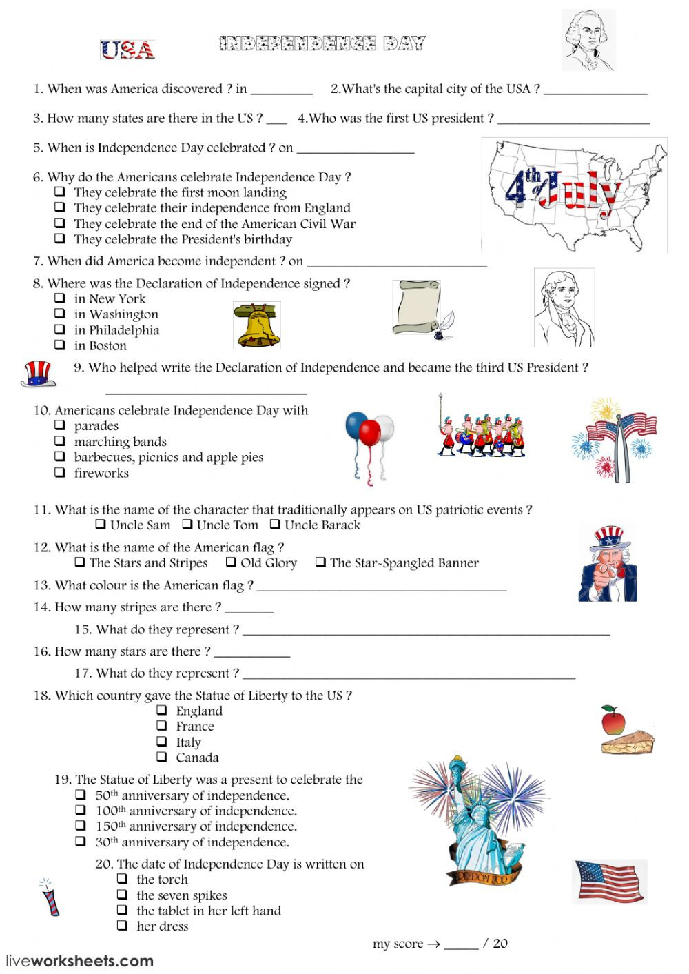 The Declaration Of Independence  Interactive Worksheet