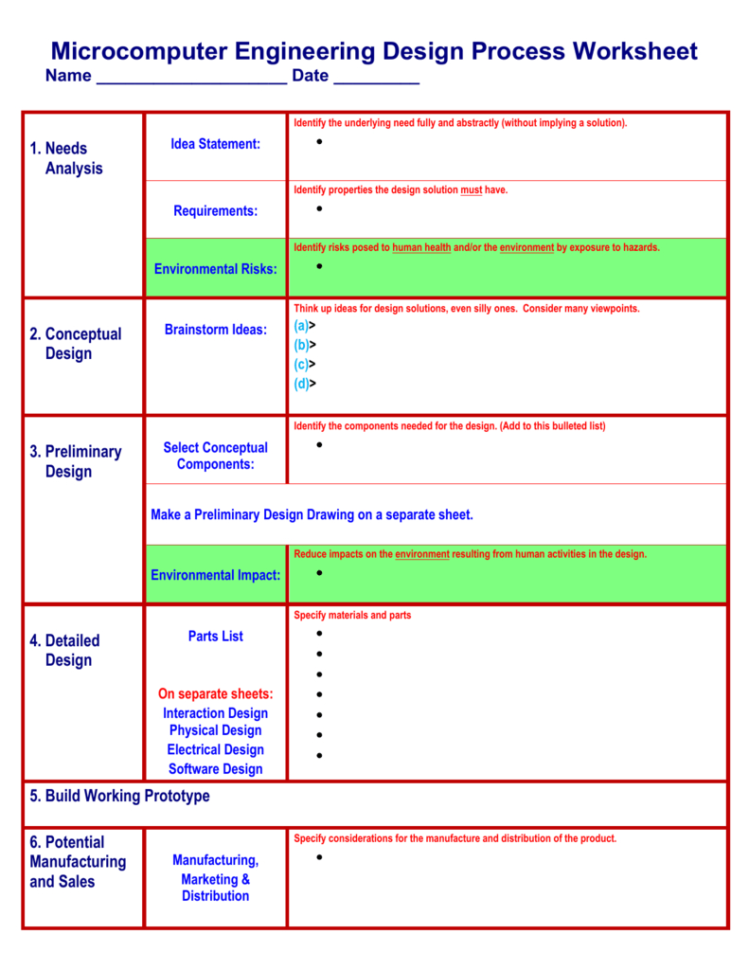 The Engineering Design  Worksheet  Arduinoinfo