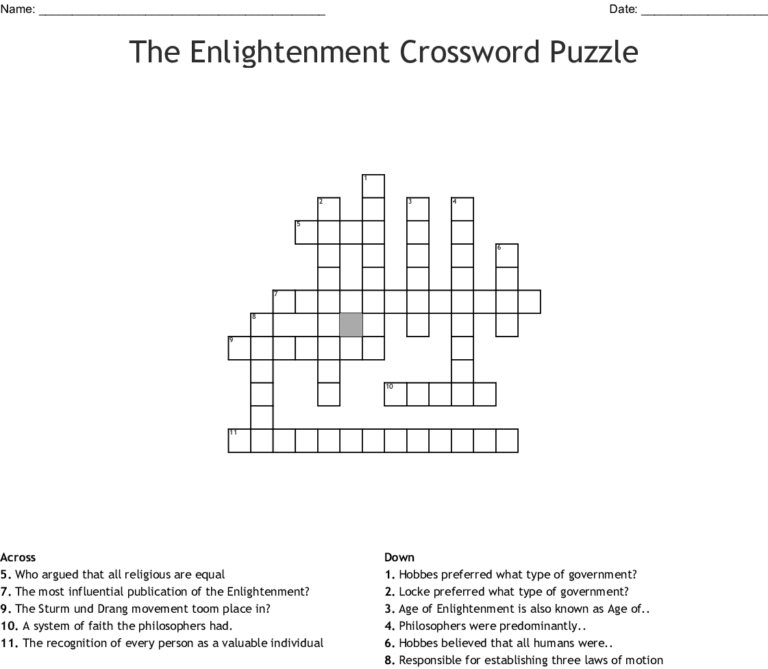 The Enlightenment Crossword Puzzle Word Db excel