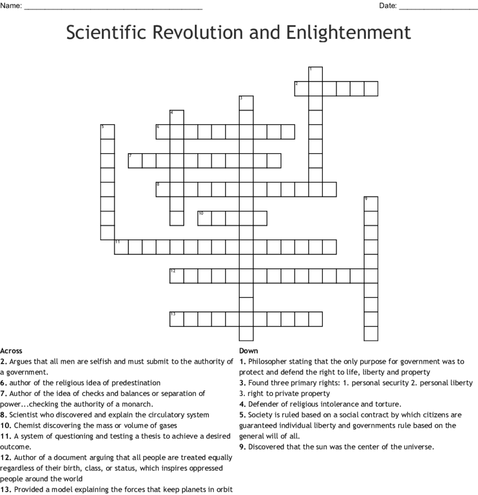 The Enlightenment Crossword Puzzle  Word