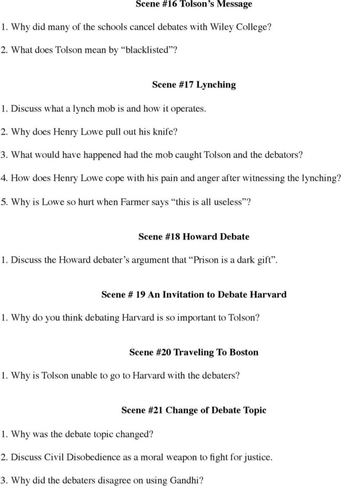 The Great Debaters Question Guide  Pdf