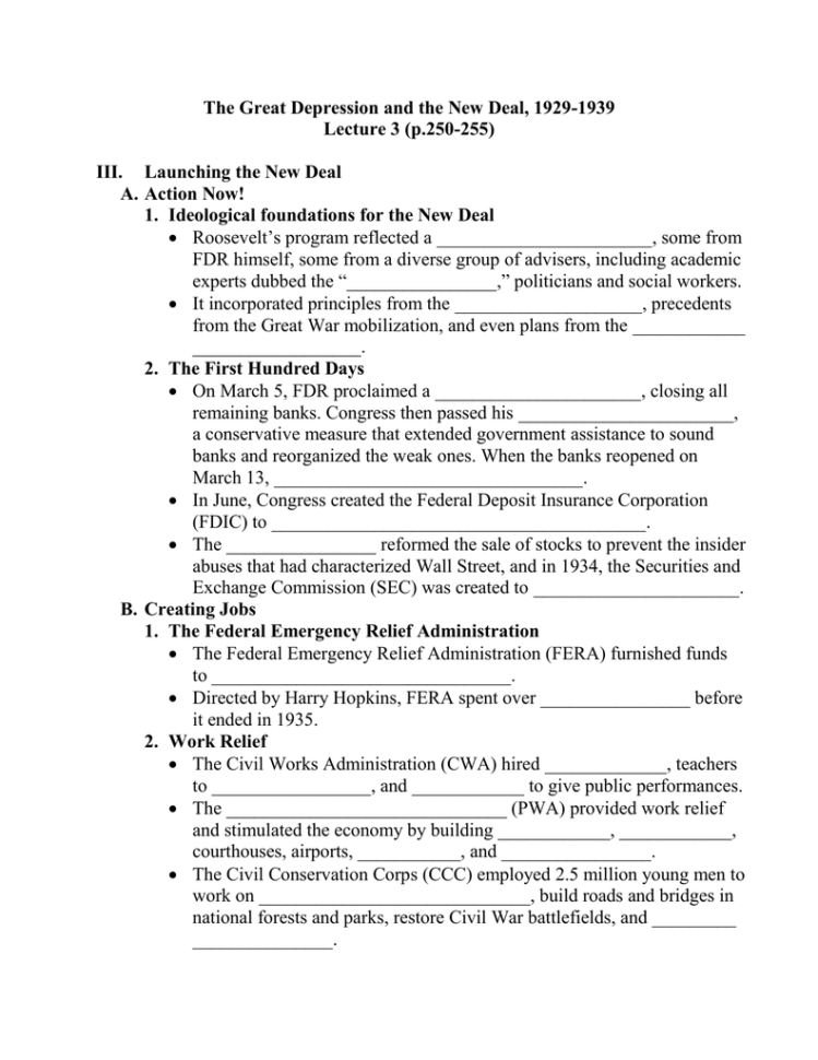 The Great Depression And The New Deal 19291939 Lecture 3