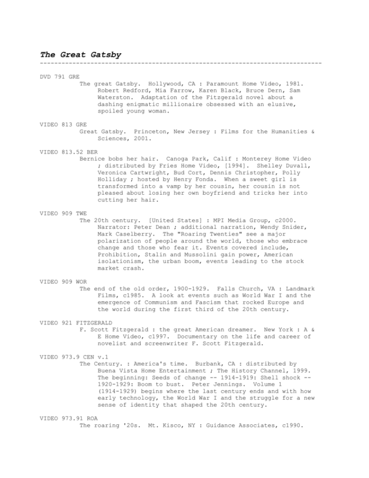 The Great Gatsby  Mira Costa High School