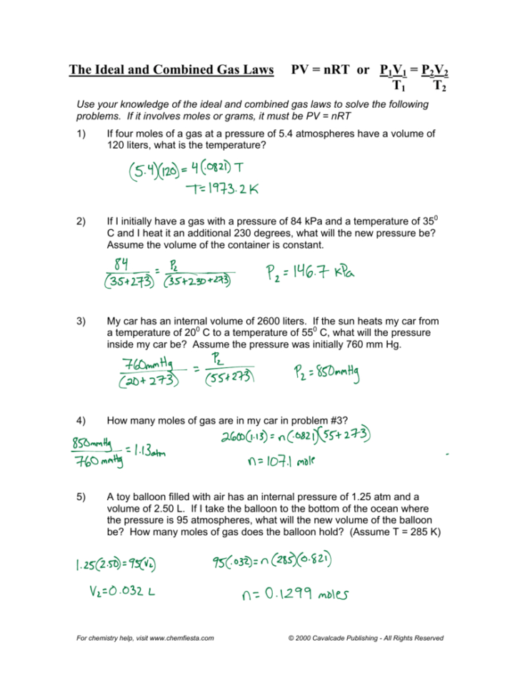 Gas Laws Color By Number Worksheet Answers