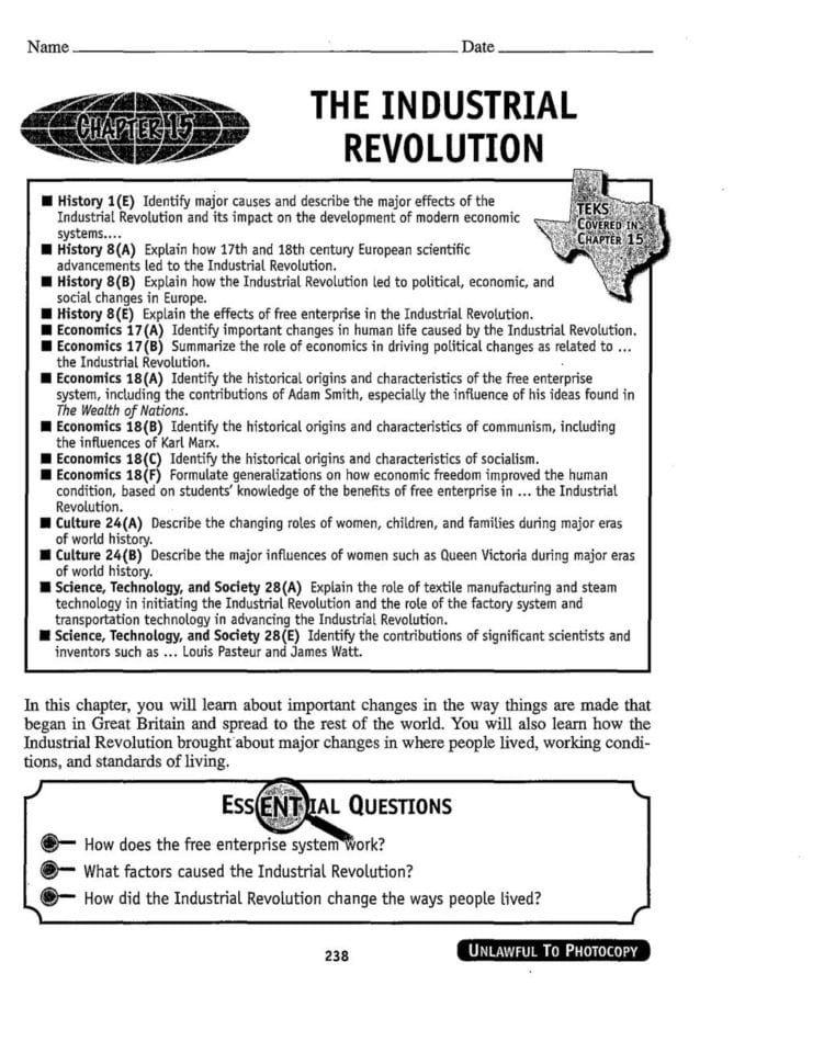 Inventions Of The Industrial Revolution Worksheet — db-excel.com