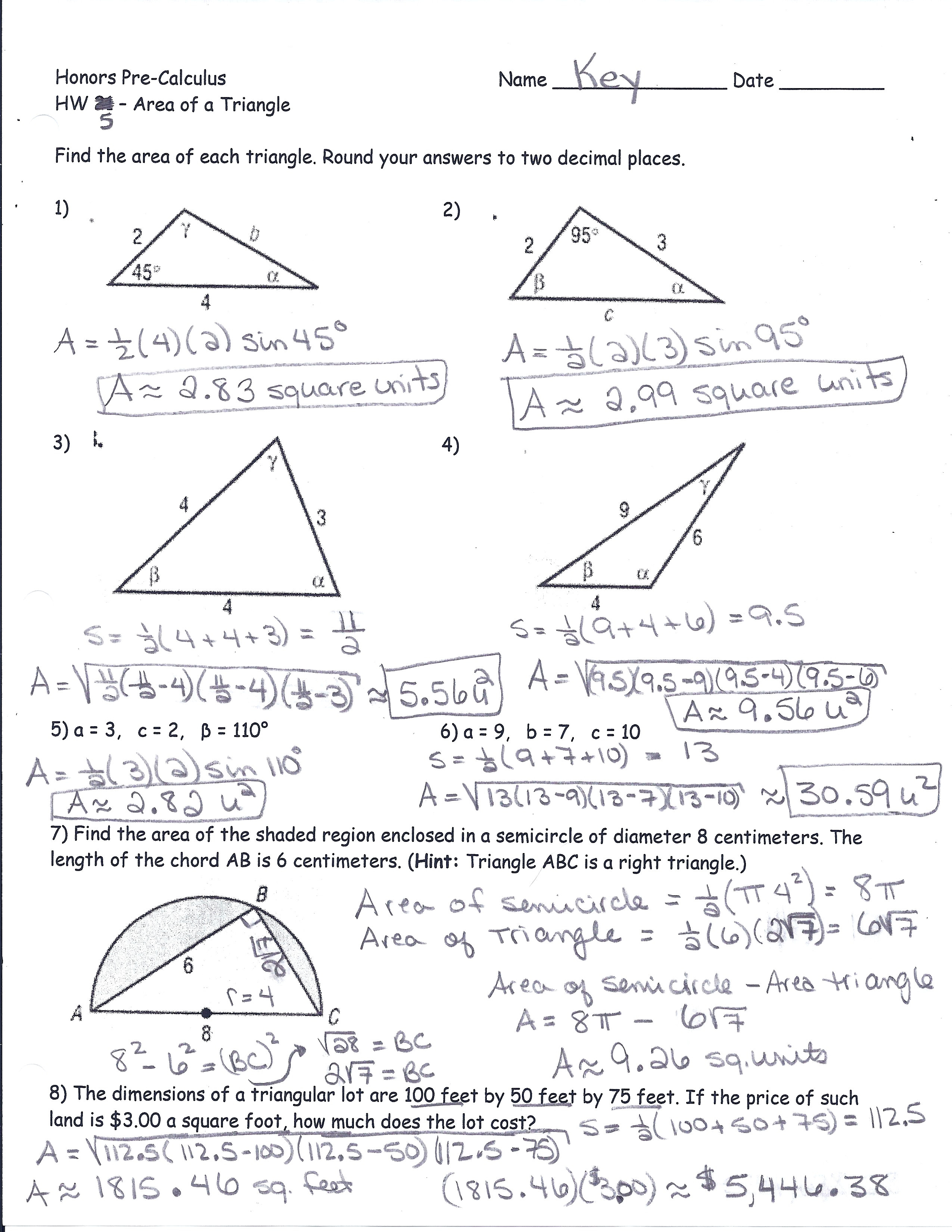 The Law Of Sines Worksheet Answers Db excel