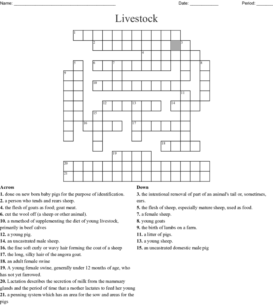 The Livestock Industry Word Search  Word