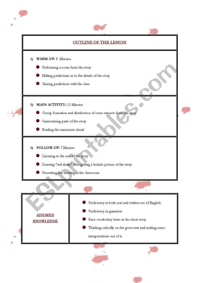 The Masque Of The Red Death  Esl Worksheetzebercet