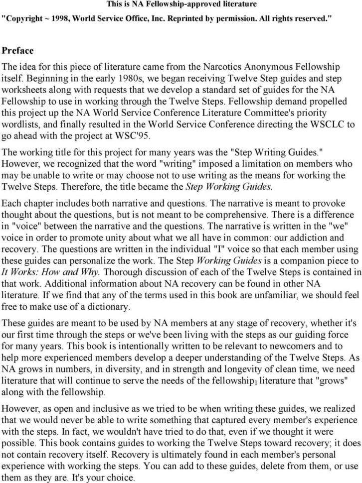 The Narcotics Anonymous Step Working Guide  Pdf