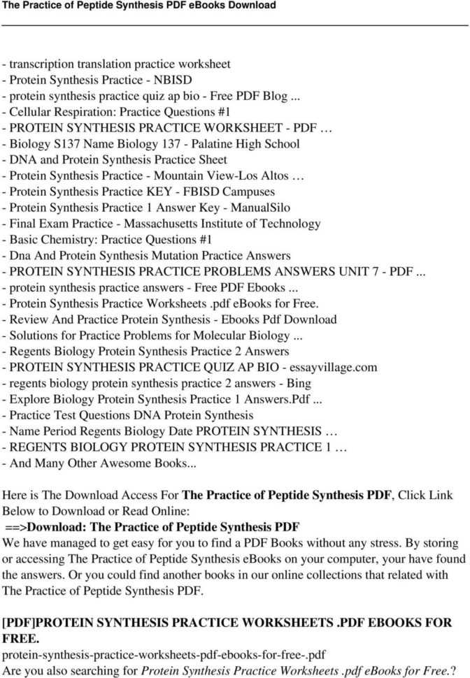 The Practice Of Peptide Synthesis  Pdf