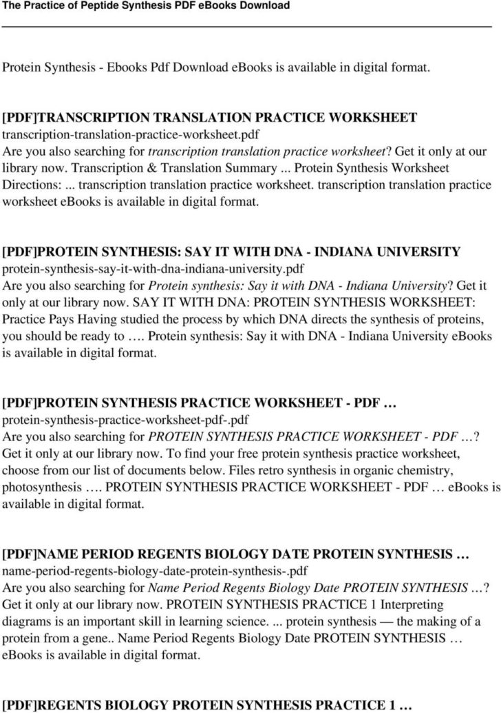 Say It With Dna Protein Synthesis Worksheet Answers