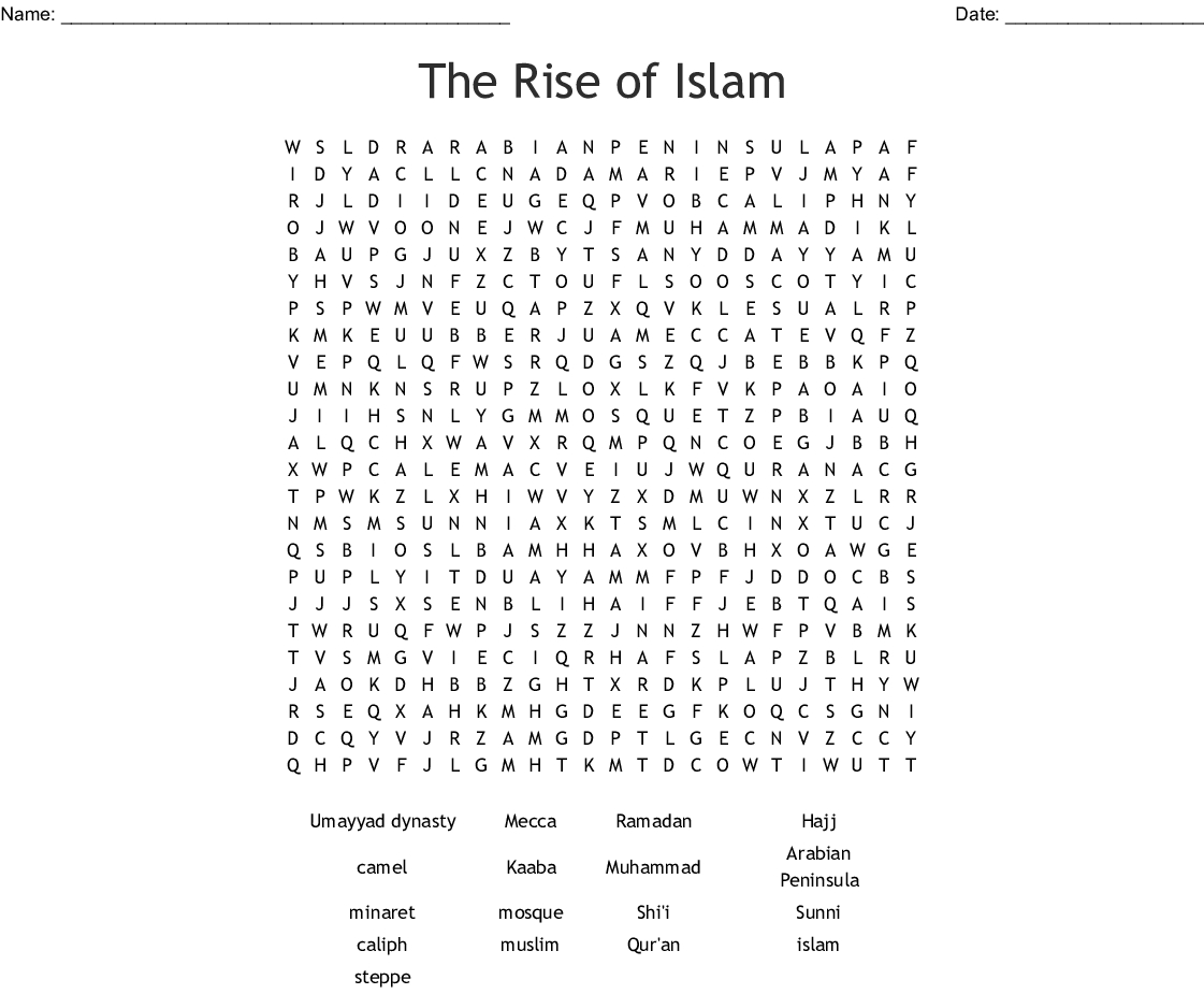 The Rise Of Islam Word Search Word Db excel