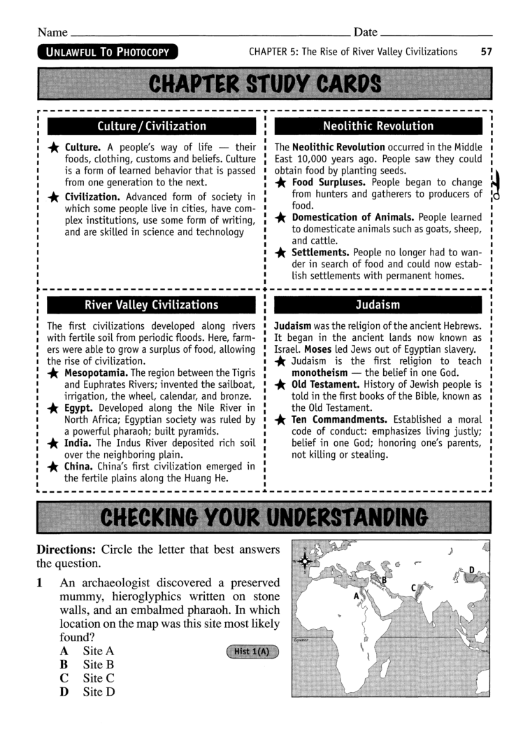 River Valley Civilizations Worksheet Answer Key