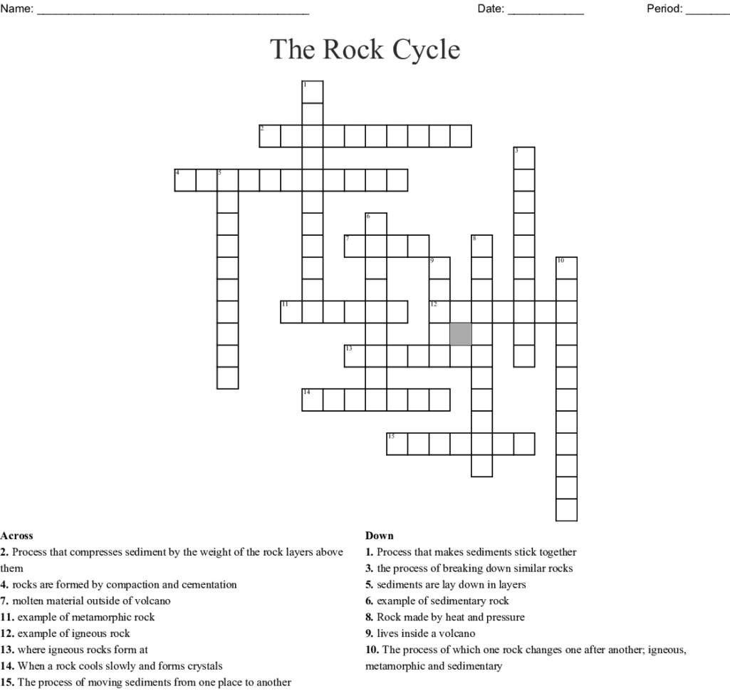 The Rock Cycle Word Search  Word