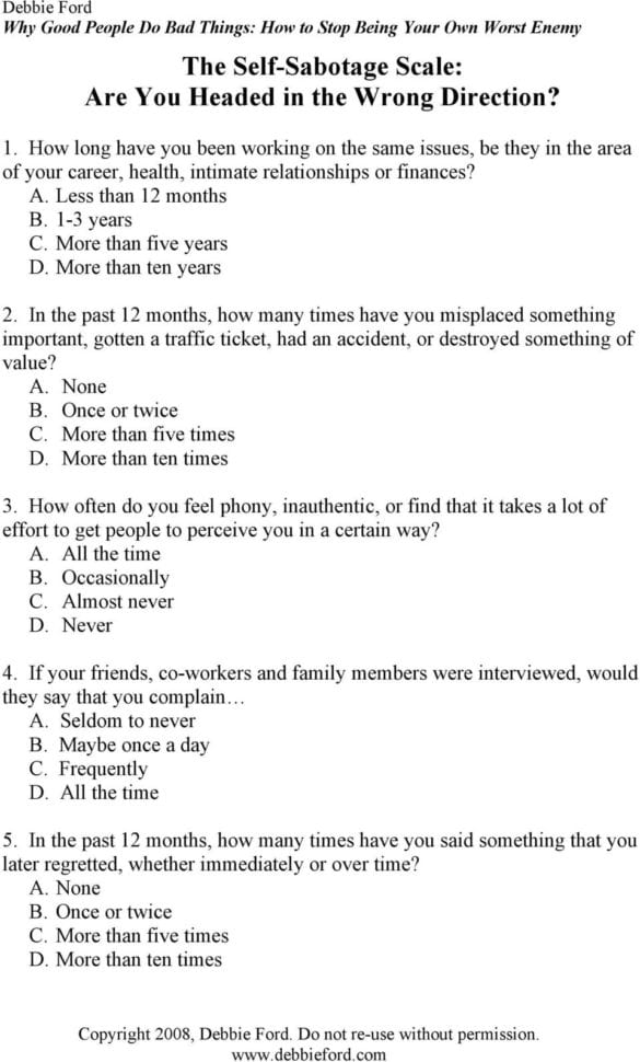 The Selfsabotage Scale Are You Headed In The Wrong