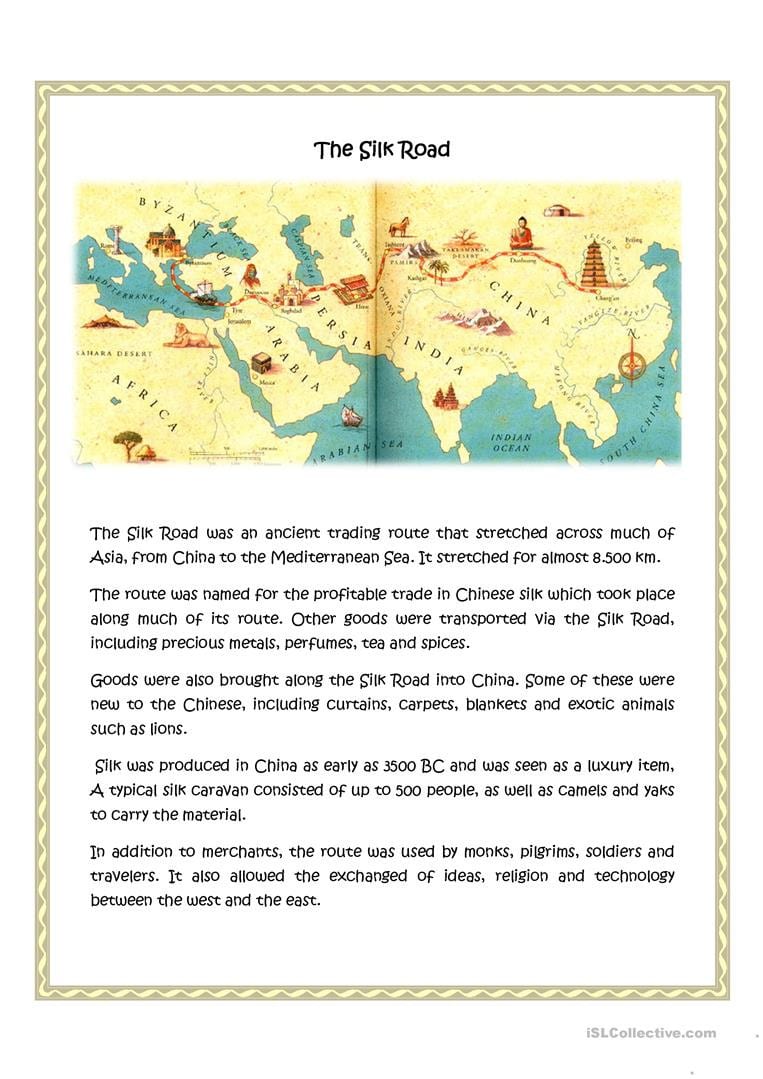 The Silk Road  English Esl Worksheets