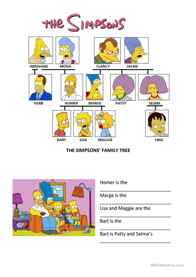 The Simpsons' Family Tree  English Esl Worksheets