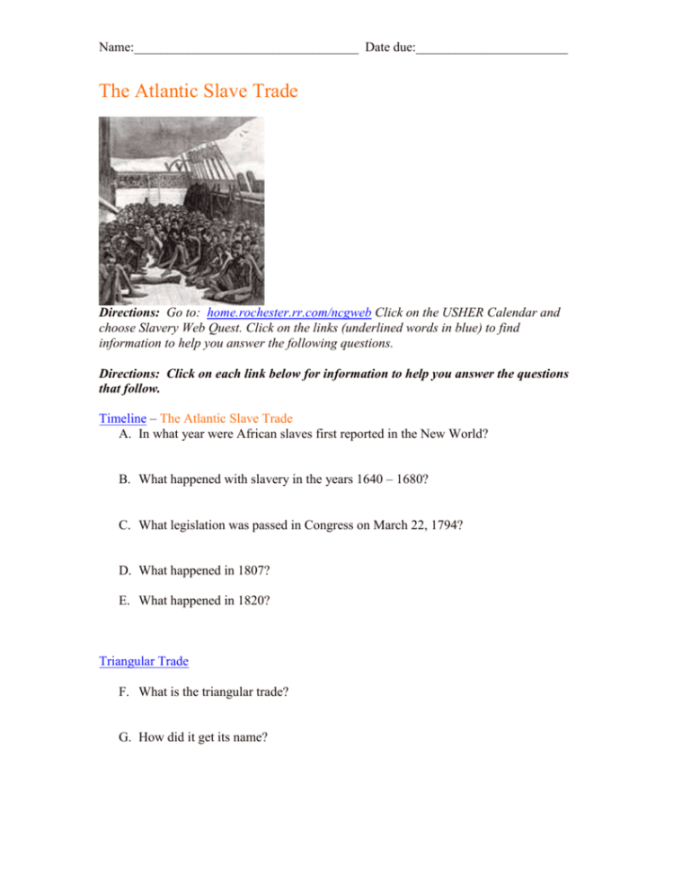 The Slave Tradestudent Worksheet