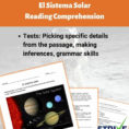 The Solar System Reading Comprehension Worksheet  Spanish Version