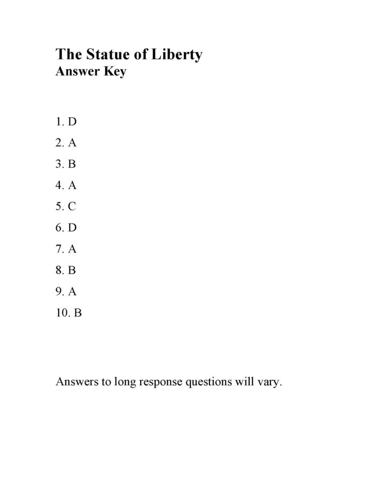 The Statue Of Liberty  Answers