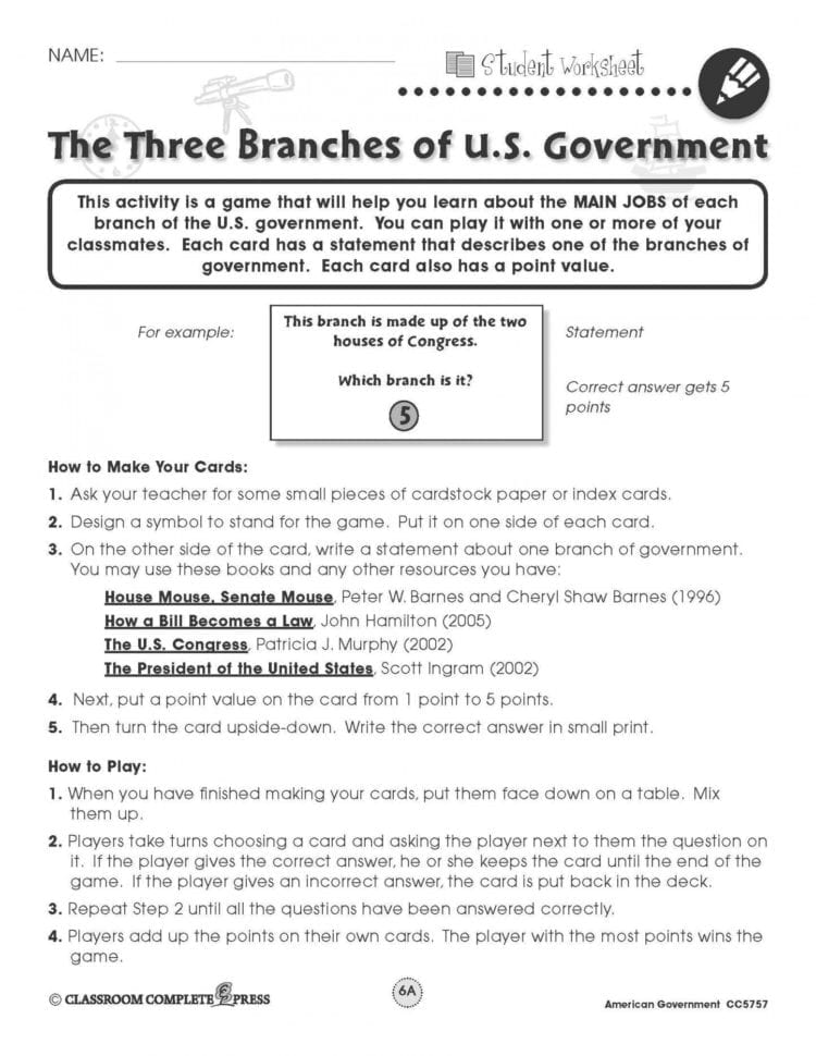 The Supreme Court Middle High School Ernment Worksheets