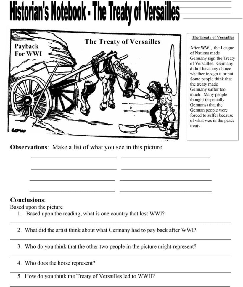 The Treaty Of Versailles Worksheet Answer Key