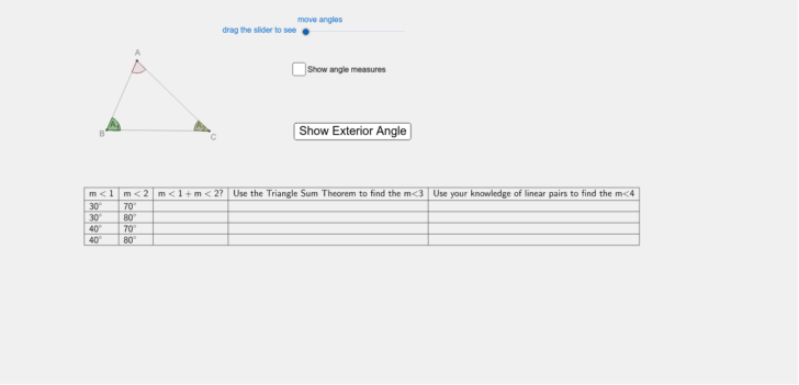 The Triangle Sum Theorem And Exterior Angle Theorem – Geogebra — db ...