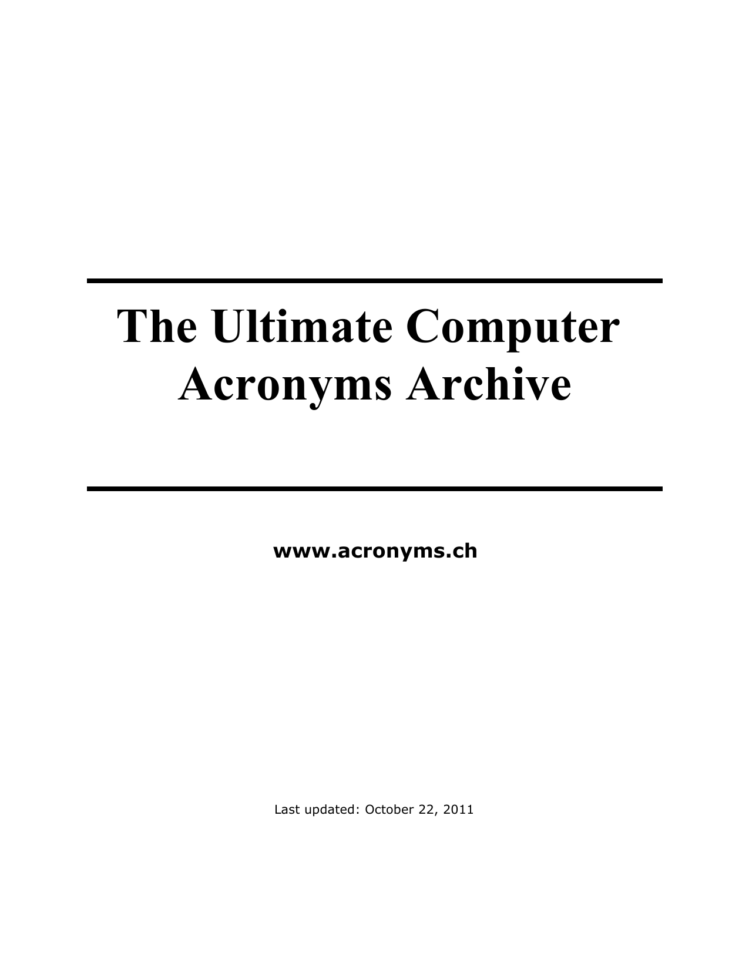 The Ultimate Computer Acronyms Archive  Manualzz