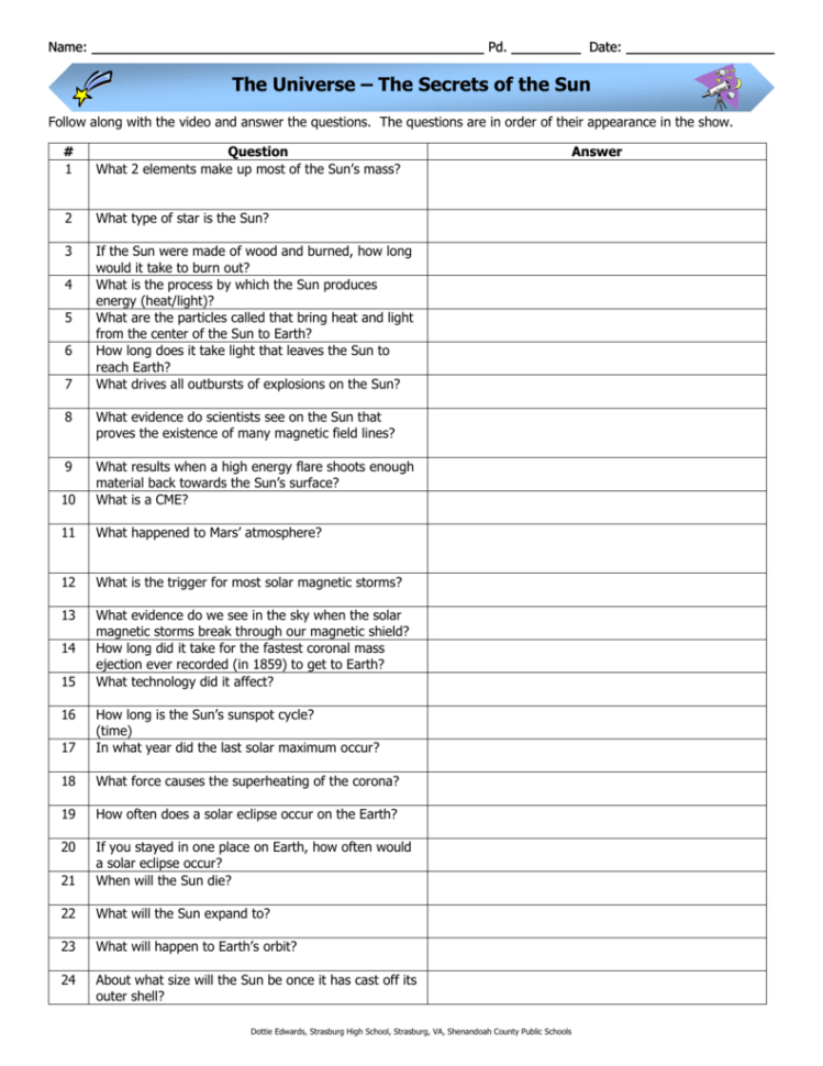 The Universe Mars Red Planet Worksheet Answers Math