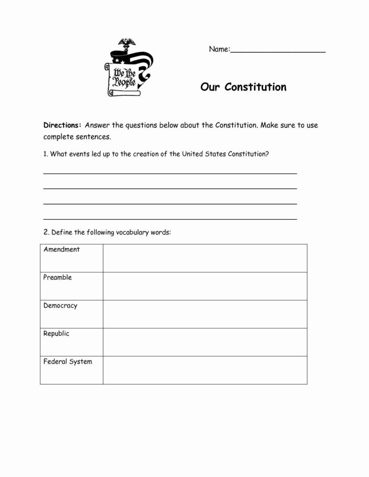 The Us Constitution Worksheet Answers