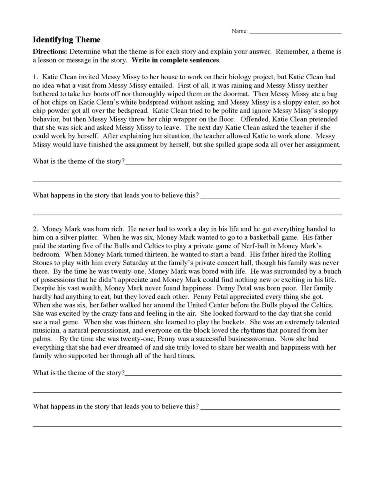 Theme Worksheet 1  Preview