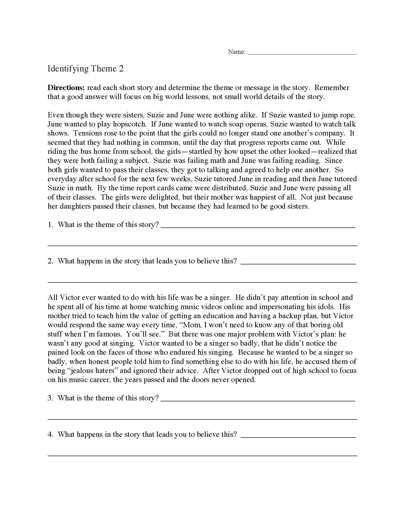 Theme Worksheet 2  Preview
