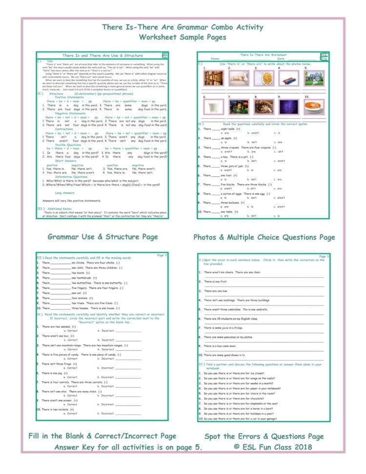 There Isthere Are Grammar Combo Activity Worksheets