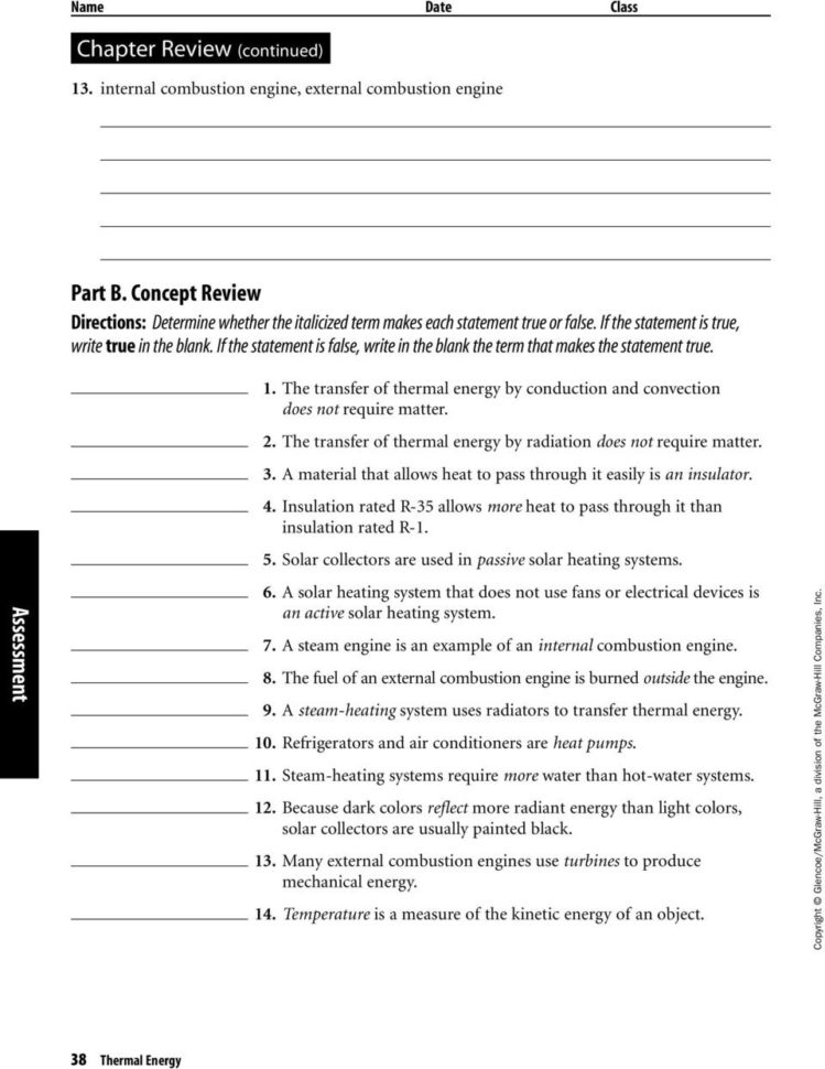 Thermal Energy Chapter Resources Includes Glencoe Science