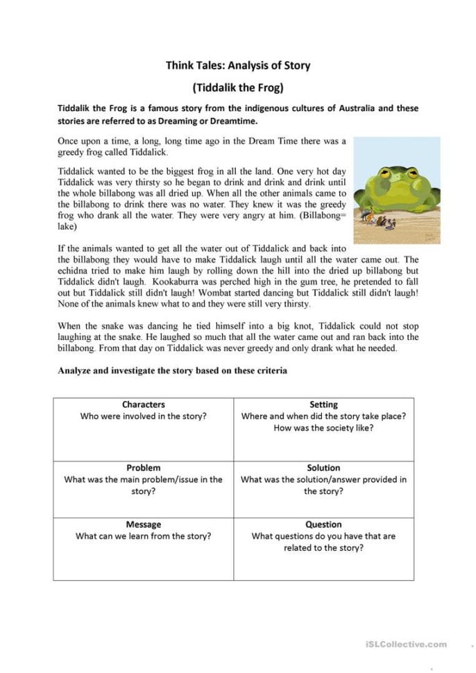 Think Tales Tiddalick The Frog  English Esl Worksheets