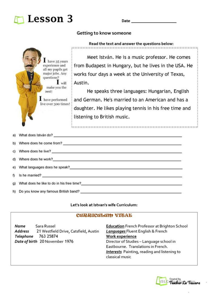 Third Lesson Adults Beginner  English Esl Worksheets