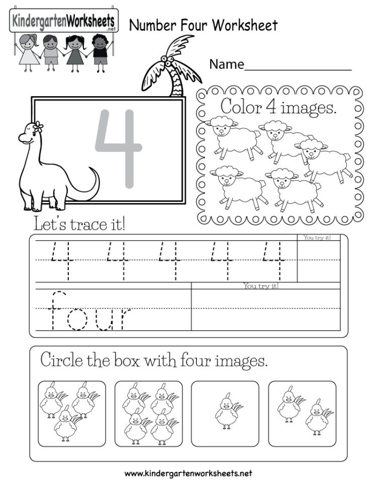 This Number Activity Worksheet Kids Can Trace The And Four