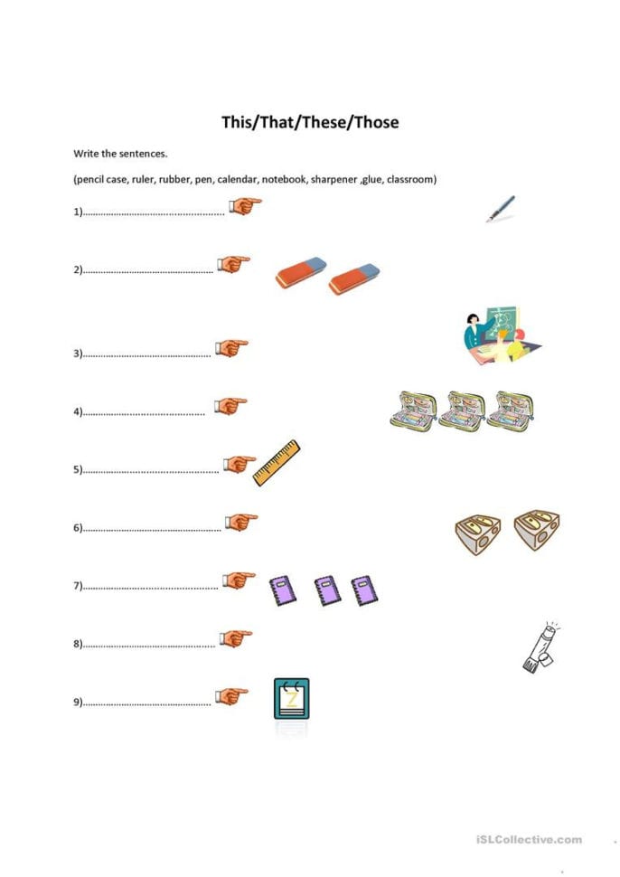 Thisthatthesethoseclassroom Objects  English Esl Worksheets