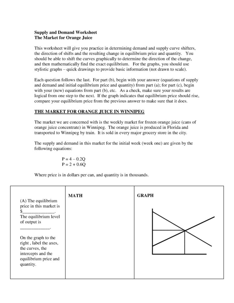 Three Market For Oj  Practise Question For Midterm  Econ 1010