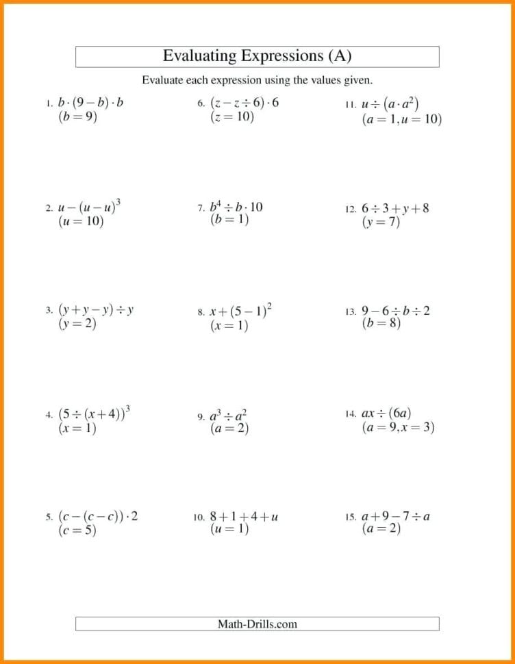 Thumb Translating Algebraic Expressions Worksheets  Htc