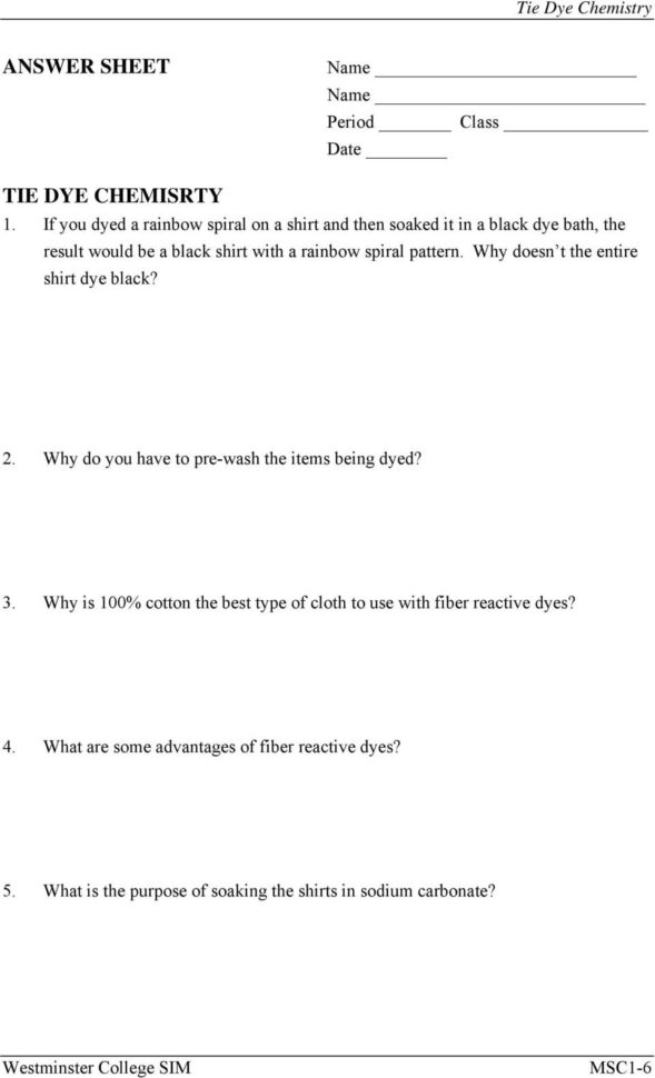 Tie Dye Chemistry Introduction Lab Msc 1 From Flinn Chem