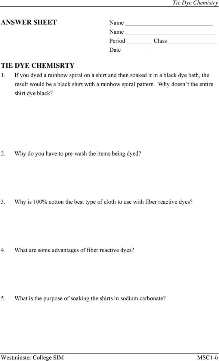 Chemistry Of Tie Dye Worksheet — db-excel.com