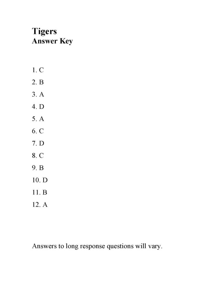 Tigers  Answers