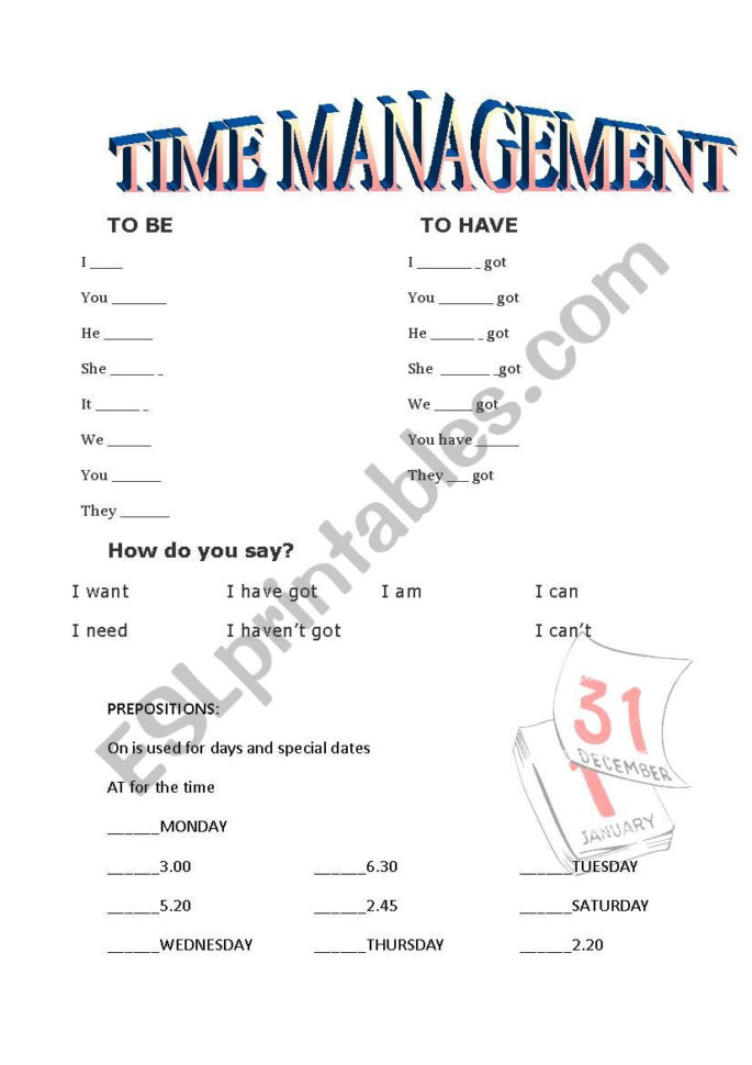 Time Management  Esl Worksheetemlor