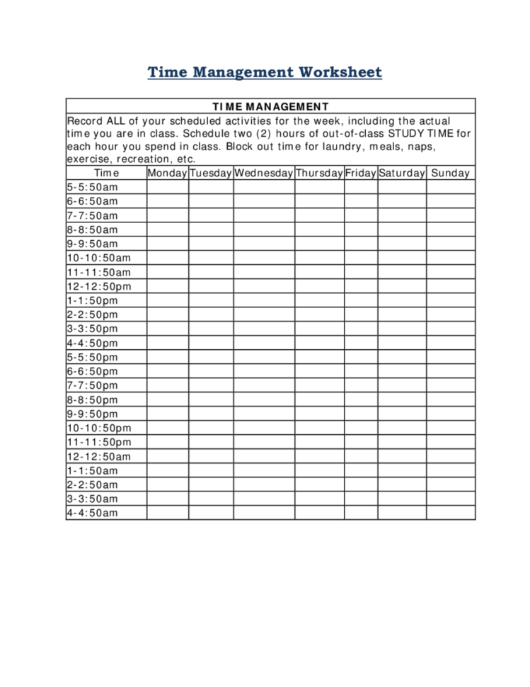 Time Management Worksheet  Edit Fill Sign Online  Handypdf